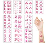 UNVOJL 10 Sheets Pink Ribbon Temporary Tattoos Breast Cancer Awareness Tattoo Stickers Make-Up Accessories Fake Tattoo for Charity Event Decoration