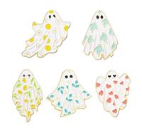UNVOJL 5 Pieces Cute Ghost Enamel Brooch Pin Halloween Spooky Ghost Brooches Lapel Badge Ornaments Cartoon Funny Jewelry Gift for Women Men