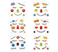 UNVOJL 6 Pieces Halloween Scarecrow Face Temporary Tattoo Stickers Face Makeup Kit Fun Fall Festival Decorative Adhesive Face Glitter for Cosplay Party Diy Decoration