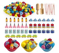 Unvola 154Pcs Back to School Sensory Bin Filler, Fine Motor Toys Stationery Sensory Bin Items Counting Sorting Toy for Preschool Education Activities Include Pom Poms Pen Scissors Notebooks Cup