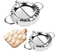 Unvtap 2 Pcs Dumpling Maker Meatpie Dough Cutter 2 in 1 Dumpling Maker Stainless Steel Meat Pie Cutter Pasty Makers Large 95 mm Gyoza Maker Small 75 mm Empanada Cutter Pierogi Maker Dumpling Mold