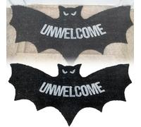 Unwelcome Bat Door Mat,Unwelcome Front Doormat For Halloween,Anti-Slip Door Mat,Gothic Coconut Brown Front Door Rug, Halloween Outdoor Decoration,2pcs