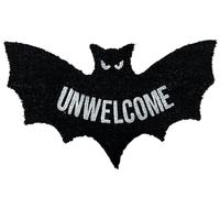 Unwelcome Bat Door Mat, Unwelcome Shaped Bat Coir Mat Halloween, Gothic Coir Rug for Front Door, Halloween Decorations Outdoor, for Outside Entrance (Black)