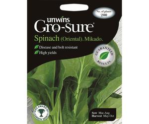 Unwins Pictorial Packet - Spinach (Oriental) Mikado F1 - 200 Seeds