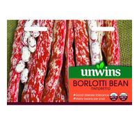 Unwins Vegetables High Yielding Red Borlotti Bean Tintoretto Dwarf Seeds Packet