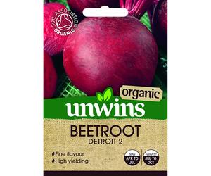 Unwins Vegetables Organic High-yielding Globe Beetroot Detroit 2 Seeds Packet