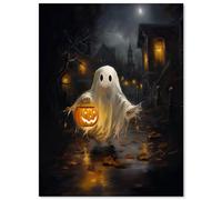 UNXIS Cute Halloween Ghost Poster Pumpkin Canvas Wall Art Victorian Gothic Print 12X16 Unframed Vintage Dark Academia Decor