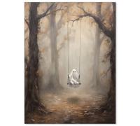 UNXIS Vintage Halloween Poster Sheeted Ghost on the Swing Wall Art Dark Academia Decor Occult Artwork 12x16in Unframed Horror Pictures Prints