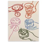 UNXIS Vintage Wine Wall Art Alcohol Drink Cheers Poster Colorful Glasses Drinks Print Pictures 12x16inch Unframed Funky Bar Cart Art Decor