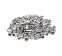 Unxuey 100PCS M8 Aluminium Rivet Nuts Knurled Flat Head Threaded Insert | Flat Head Rivnuts, Anti-Spin Knurled Sert, 0.5-5mm Grip, Corrosion-Resistant Fixings DIY