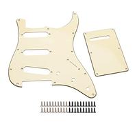 Unxuey 11 Hole Guitar Pickguard SSS Strat Pickguard Backplate Set with Pick Guard Screws for Standard Strat Modern Style Guitar Part (Retro Yellow)