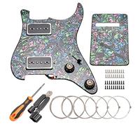Unxuey 11 Hole HH Pickguard Scratch Plate Back Plate with Dual Pickup Set for Standard Strat Modern Style Guitar Replacement (Shell Pattern)