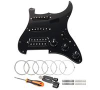 Unxuey 11 Hole SSH Prewired Loaded Pickguard with Humbucker Pickup for Fender Strat Electric Guitar, 1 Ply,with Guitar Strings and Installation Tool