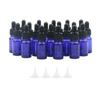 Unxuey 20 Pack 10ml Deep Blue Essential Oil Dropper Bottles with Pipettes Dropper and Scale Line, Sample Perfume Liquid Fragrance Cosmetic Vials with Funnels