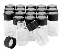 Unxuey 20 Pack 3ml Small Glass Vials with Screw Caps, Empty Sample Glass Bottles Clear Miniature Vials with Lids, Leak Proof Reusable Containers for Perfume Laboratory Cosmetic Travel Storage