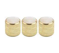 Unxuey 3-Pack Electric Guitar Knobs, Pearl White Top with Gold, 6mm Shaft Concave Anti-Slip Design, Universal Fit for Bass & Electric Guitar Replacement