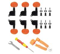 Unxuey 3L3R Acoustic Guitar Tuning Pegs Machine Head Tuners Set, Guitar String Tuning Pegs with Wrench String Changer Screwdriver, Full Enclosed Locking Tuners for Acoustic Guitar