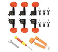 Unxuey 3L3R Acoustic Guitar Tuning Pegs Machine Head Tuners Set, Guitar String Tuning Pegs with Wrench String Changer Screwdriver, Full Enclosed Locking Tuners for Acoustic Guitar