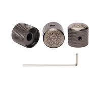 Unxuey 3PCS Black with Printed Dome Classical Style Guitar Bass Knobs Metal Volume Tone Knobs for 6mm Shaft Pots