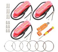 Unxuey 3pcs Guitar Single Coil Pickup Set 48/50/52mm Neck Middle Bridge SSS Pickup Kit for ST Style Guitar Accessory Parts (Red)