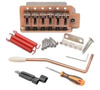 Unxuey 6 String Electric Guitar Tremolo Bridge Saddles Set, Red Copper | Right Handed, For Fender Strat Squier Style, Replacement Parts, With Whammy Bar