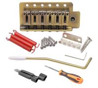 Unxuey 6 String Right Handed Electric Guitar Tremolo Bridge Saddles Set for Fender Strat Squier Style Guitar Replacement with Whammy Bar Bronze Color