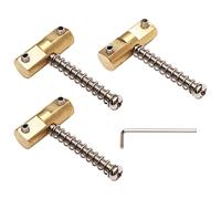 Unxuey Brass Bridge Saddles Replacement for Tele Bass Electric Guitar (3 Pack, Golden with Wrench)