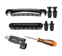 Unxuey Combo Kits 6 String Black Tune-O-Matic Guitar Bridge Tailpiece for LP Electric Guitar Replacement Parts,Include Guitar Mounting Accessories Winder 3 IN 1 and Screwdriver