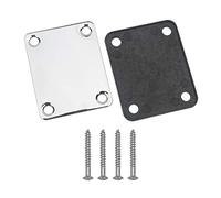 Unxuey Electric Guitar Chrome Neck Plate with Plastic Mat 4 Fixing Screws for Fender Stratocaster Telecaster