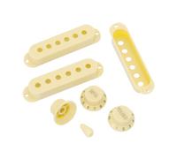 Unxuey Electric Guitar Pickup Cover Switch Tip Knobs Set, Single Coil,Cream | 1 Volume 2 Tone Knobs, For Fender Stratocaster Strat ST, Replacement Parts