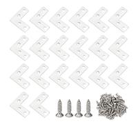 Unxuey Flat L Shaped Brackets, 20Pcs 40mm x 40mm/ 1.57 x 1.57inch Stainless Steel Corner Braces, L Shaped Repair Plate for Furniture Repair, Joint Fixing and Protection