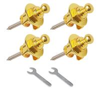 Unxuey Gold Guitar Strap Locks and Buttons Security Quick Release Straplocks Strap Retainer Guitar Replacements (Pack of 4)