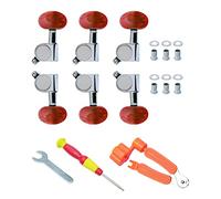 Unxuey Guitar Tuning Pegs 3L 3R Machine Heads Tuners, Enclosed Guitar String Tuning Keys with Mounting Hardware, For Acoustic Electric Guitar, Silver