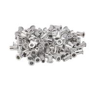 Unxuey Pack of 100 M5 Aluminium Alloy Rivet Nuts Knurled Flat Head Rivnuts Threaded Insert Rivet Nut
