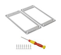 Unxuey Silver Flat Metal Humbucker rings Bridge Neck Pickups Cover Frame Replacement Part for Electric Guitar or Precision Bass
