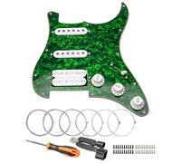 Unxuey SSH Loaded Pickguard 11-Hole with Pickups for Stratocaster, Green