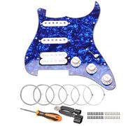 Unxuey SSH Loaded Prewired Pickguard Set, 11 Hole Loaded Guitar Pickguard Humbucker Pickups with Strings+ Repair Tool, for Fender Stratocaster Electric Guitar