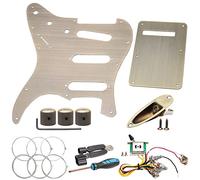 Unxuey SSS Strat Guitar Pickguard & Back Plate Set, Bronze | Guitar Wiring Harness, Potentiometer Knob, Guitar Jack Socket, Screws, Fender Style Stratocaster Guitar Parts