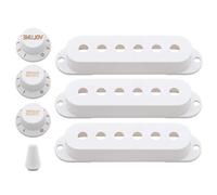 Unxuey Strat Guitar Pickup Cover Holder Set, White | 48/50/52mm, Single Coil, Volume Tone Knob, Switch Tip, For Fender Stratocaster ST