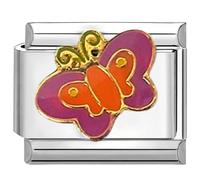 UNY JEWEL Enchanted Butterfly Italian Charm 9mm Stainless Steel Link - Whimsical Enamel Design Modular Charm Bracelet Link