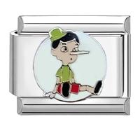 UNY JEWEL Enchanted Puppet Italian Charm 9mm Stainless Steel Link - Pinocchio Story Design Modular Charm Bracelet Link