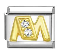 UNY JEWEL Italian Charm 9mm Gold Alphabet Letter with Rhinestones Stainless Steel Modular Charm Link for Bracelets Unisex Jewelry Accessory, Stainless Steel, No Gemstone