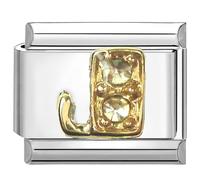 UNY JEWEL Italian Charm 9mm Gold Alphabet Letter with Rhinestones Stainless Steel Modular Charm Link for Bracelets Unisex Jewelry Accessory, No Gemstone