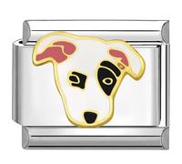 UNY JEWEL Italian Charm 9mm Stainless Steel Jack Russell Terrier Dog Face Design Modular Charm Link for Bracelets Unisex Jewelry