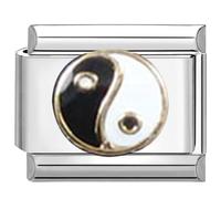 UNY JEWEL Italian Charm 9mm Stainless Steel Yin Yang Design Modular Charm Link for Bracelets Unisex Jewelry
