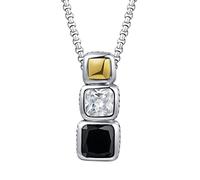 UNY JEWEL Make a Statement Square Princess Cut CZ Designer Inspired 2.5mm Box Chain 45CM+5CM Extension Women Necklace Pendant, Metal, Cubic Zirconia