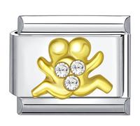 UNY JEWEL Zodiac Sign Italian Charm 9mm Stainless Steel Link - Enamel Zodiac Design Modular Charm Bracelet Link, Stainless Steel, No Gemstone