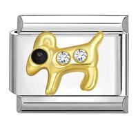 UNY JEWEL Zodiac Sign Italian Charm 9mm Stainless Steel Link - Enamel Zodiac Design Modular Charm Bracelet Link, Stainless Steel, No Gemstone