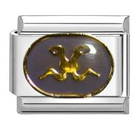 UNY JEWEL Zodiac Sign Italian Charm 9mm Stainless Steel Link - Enamel Zodiac Design Modular Charm Bracelet Link, Stainless Steel, No Gemstone