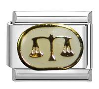 UNY JEWEL Zodiac Sign Italian Charm 9mm Stainless Steel Link - Enamel Zodiac Design Modular Charm Bracelet Link, Stainless Steel, No Gemstone